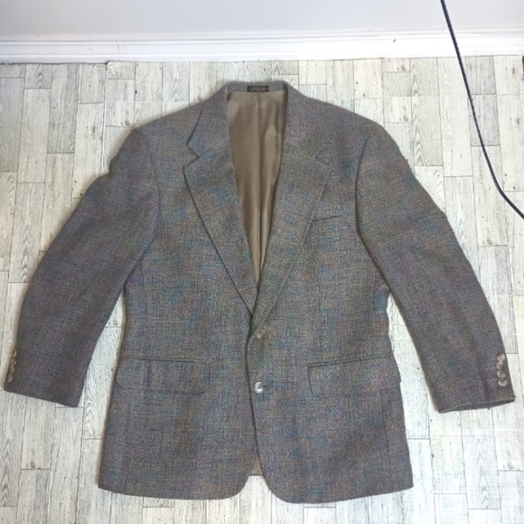Bachrach Mens Blazer Coat Jacket 40S Gray Multi ColoredLined Made In USA